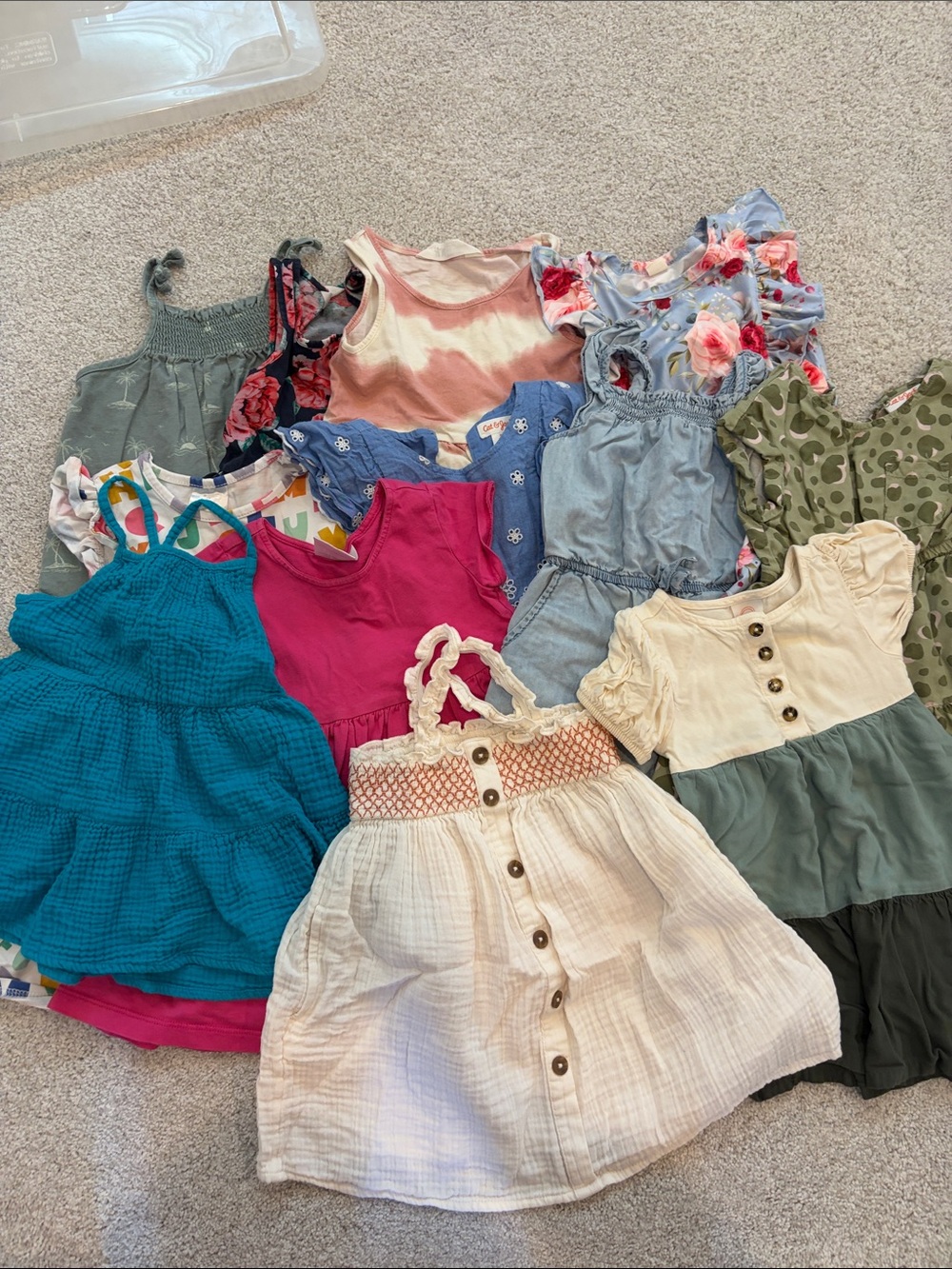 Assorted Girls' Summer Dresses - Teal, Cream, Pink & Floral